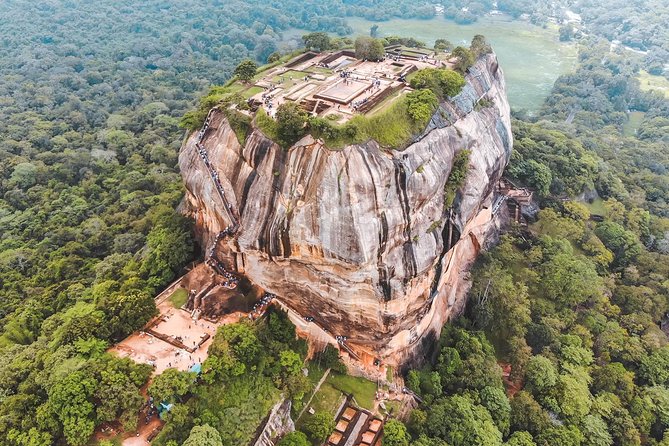 Dambulla landscape showing rock formations and cultural sites