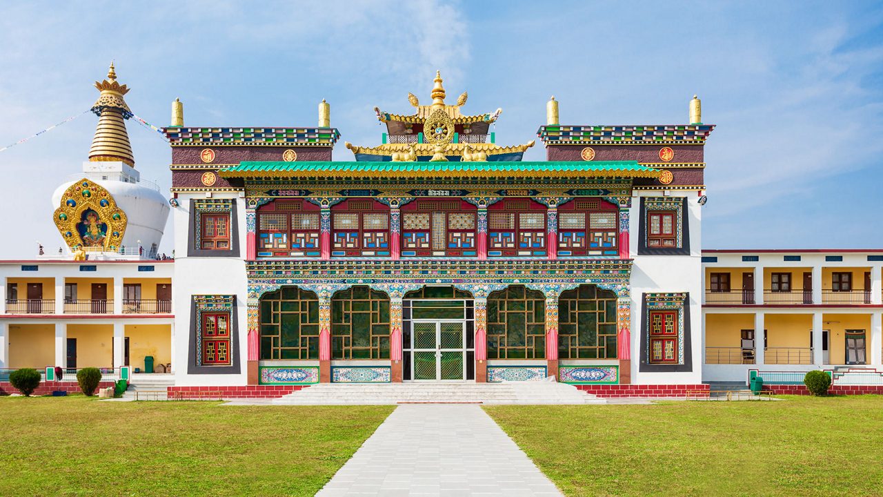 Mindrolling Monastery in Dehradun with Tibetan architecture