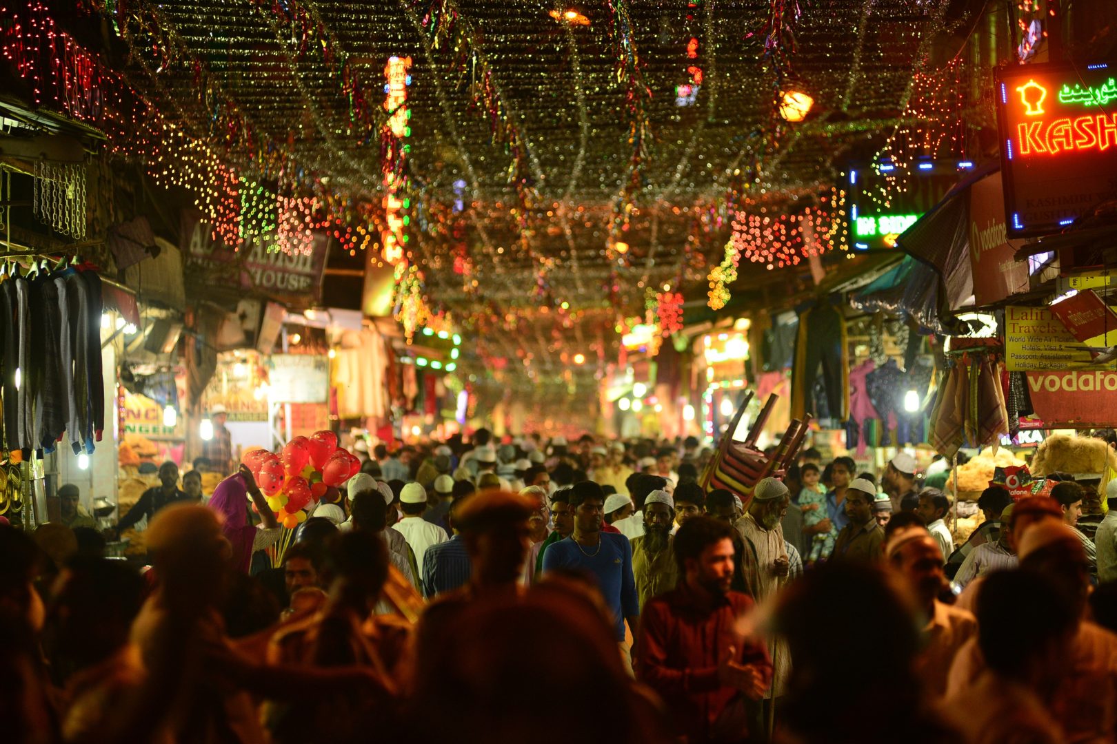 Night crowd in Connaught Place Delhi