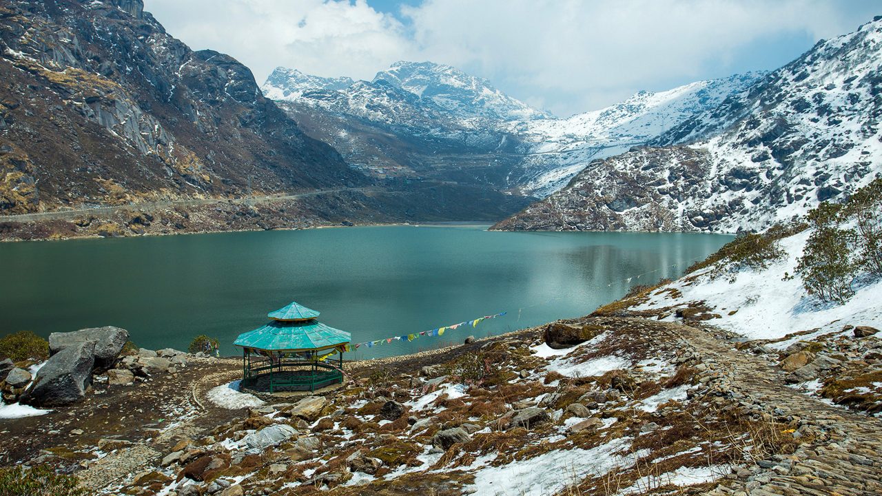 Snowline and lake view at Tsomgo Lake near Gangtok