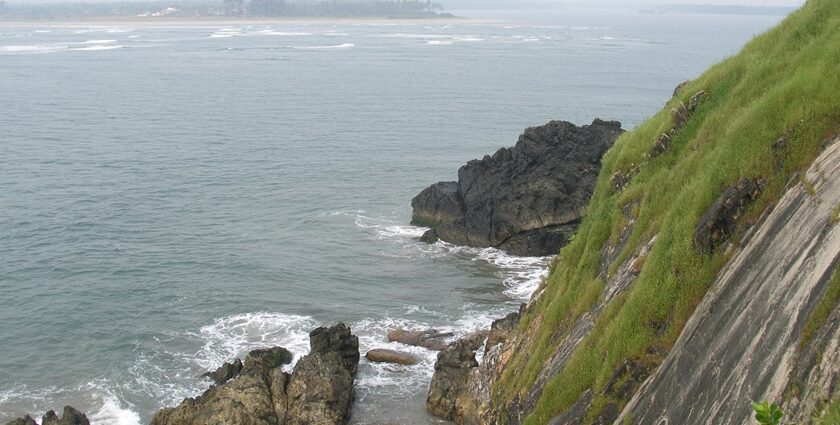 Vagator and Anjuna coastline during monsoon in Goa
