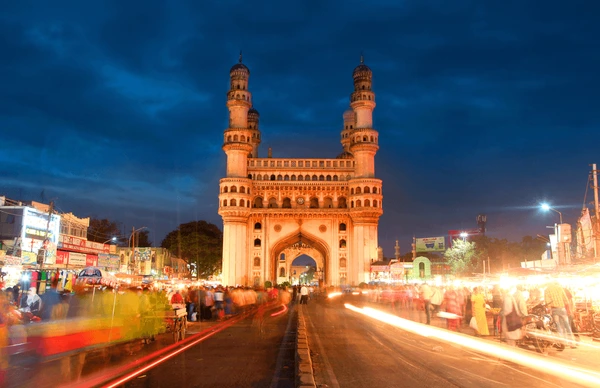 Evening view of Charminar in Hyderabad old city