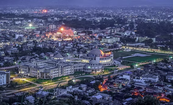 Imphal city overview with valley landscape and cultural landmarks