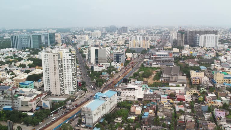 Chennai skyline view showing modern buildings and coastal areas