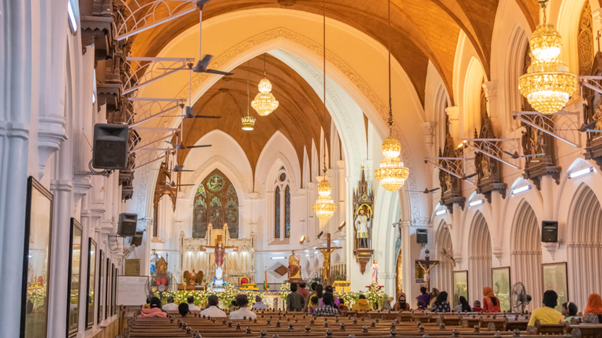 San Thome Basilica neo-gothic architecture with tall spires