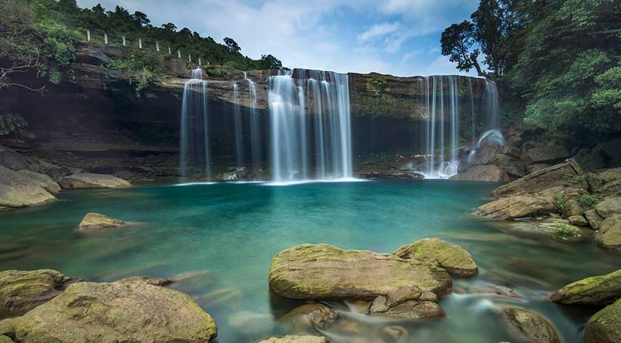 Krang Suri waterfall with turquoise pool in Jaintia Hills Meghalaya