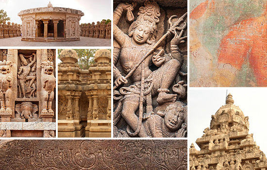 Temple architecture in Kanchipuram with ornate gopuram