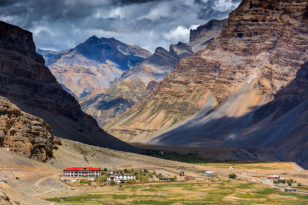 Evening view of Losar village in Spiti Valley