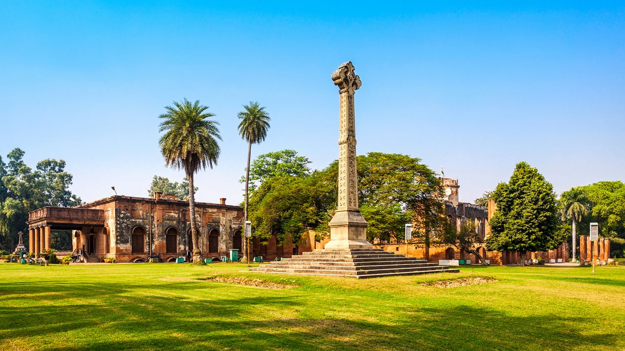 Historic Residency ruins and lawns in Lucknow heritage zone