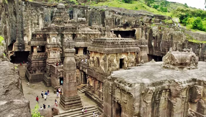 Rock-cut cave architecture from Ajanta Ellora heritage circuit in Maharashtra