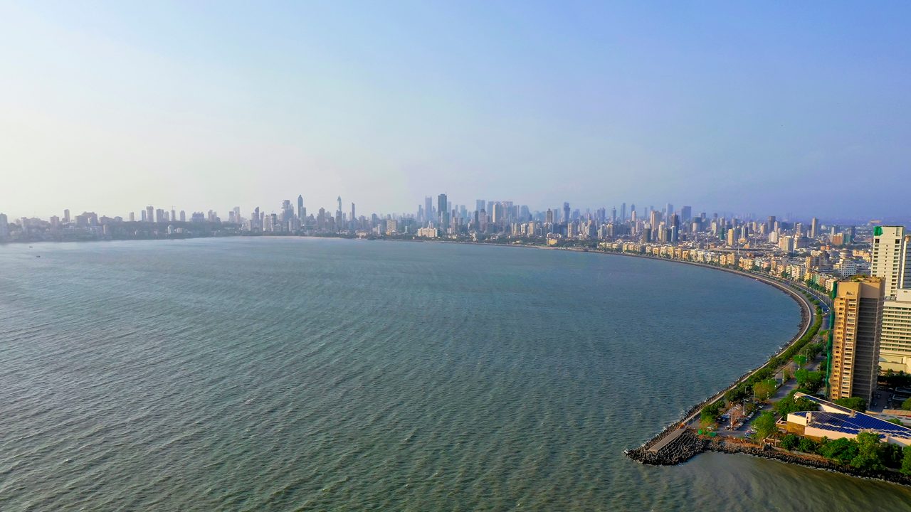 Mumbai skyline and Arabian Sea coastline in Maharashtra
