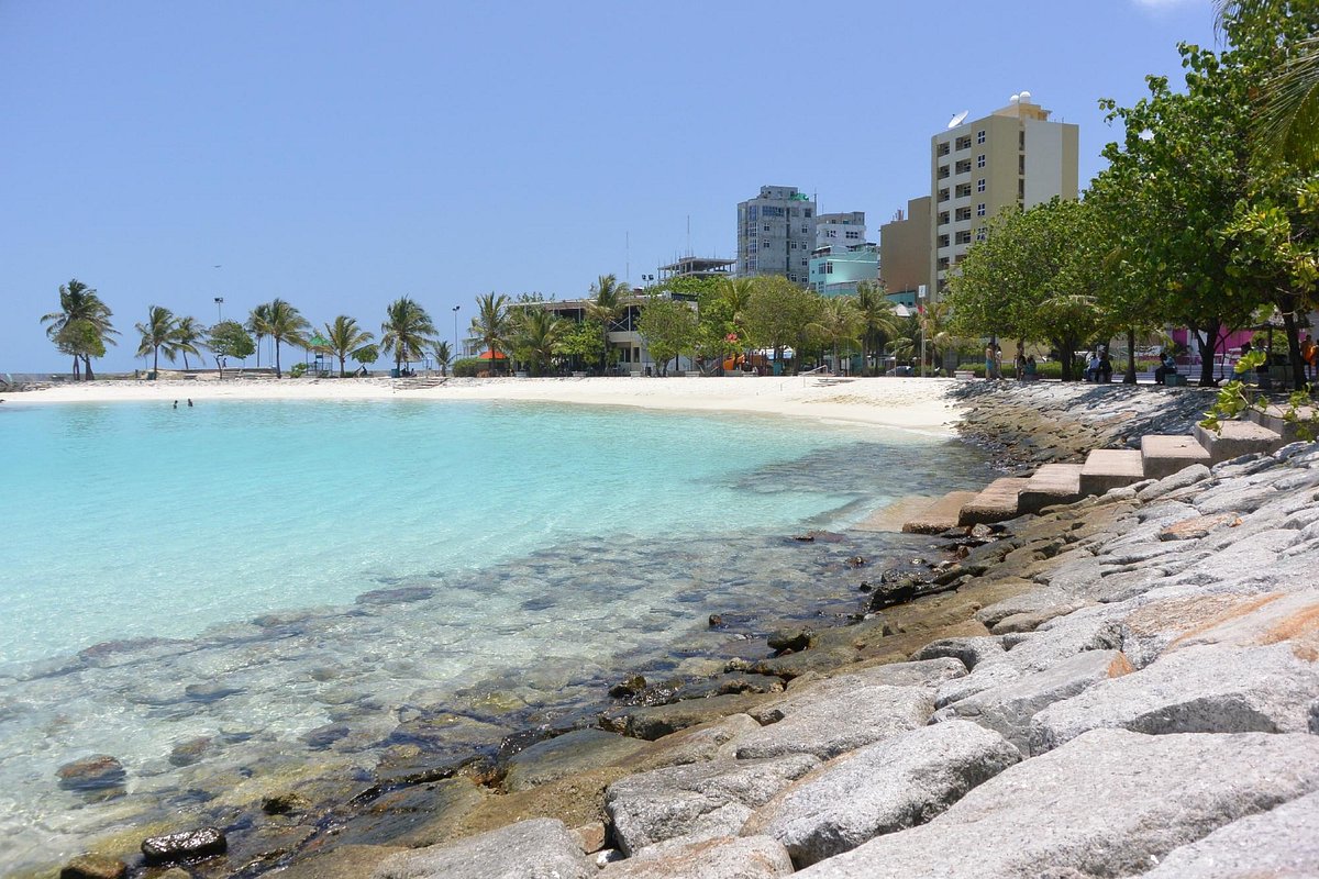 Evening view at Artificial Beach in Male city