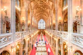 Gothic interior architecture of John Rylands Library in Manchester