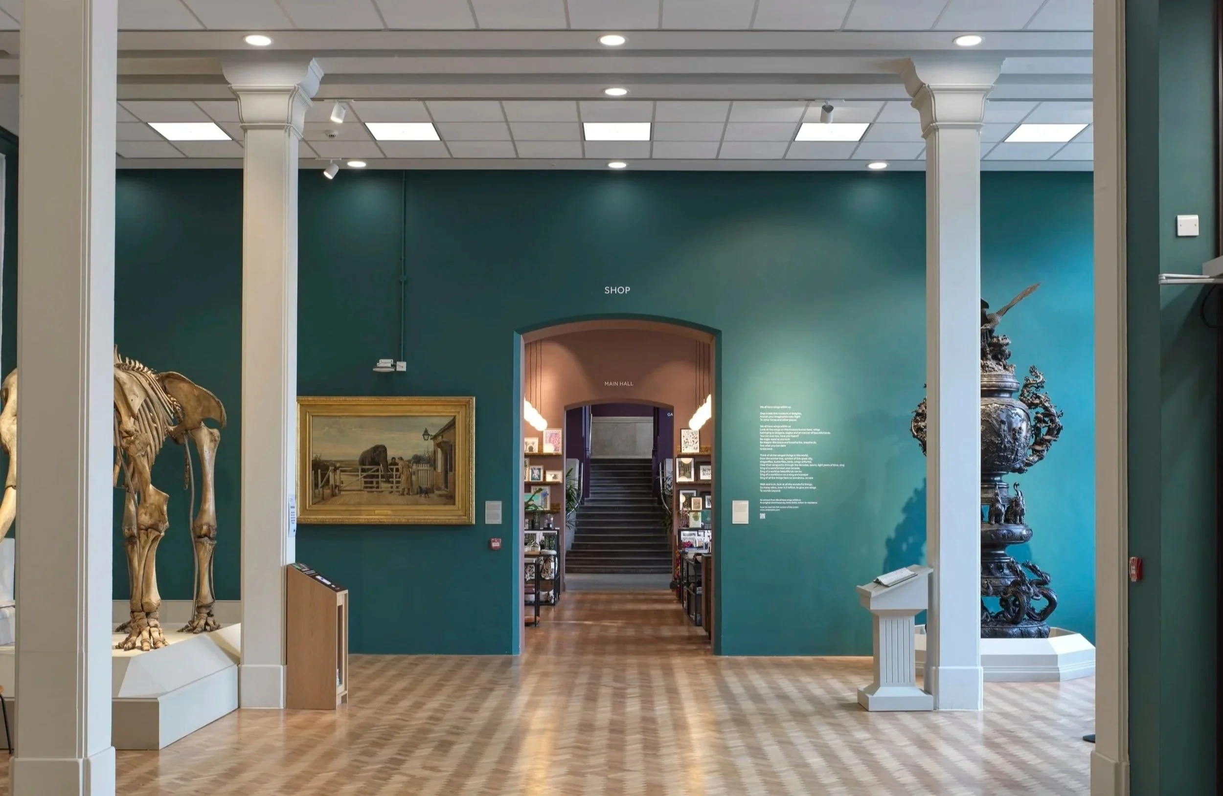Interior galleries and exhibits at Manchester Museum