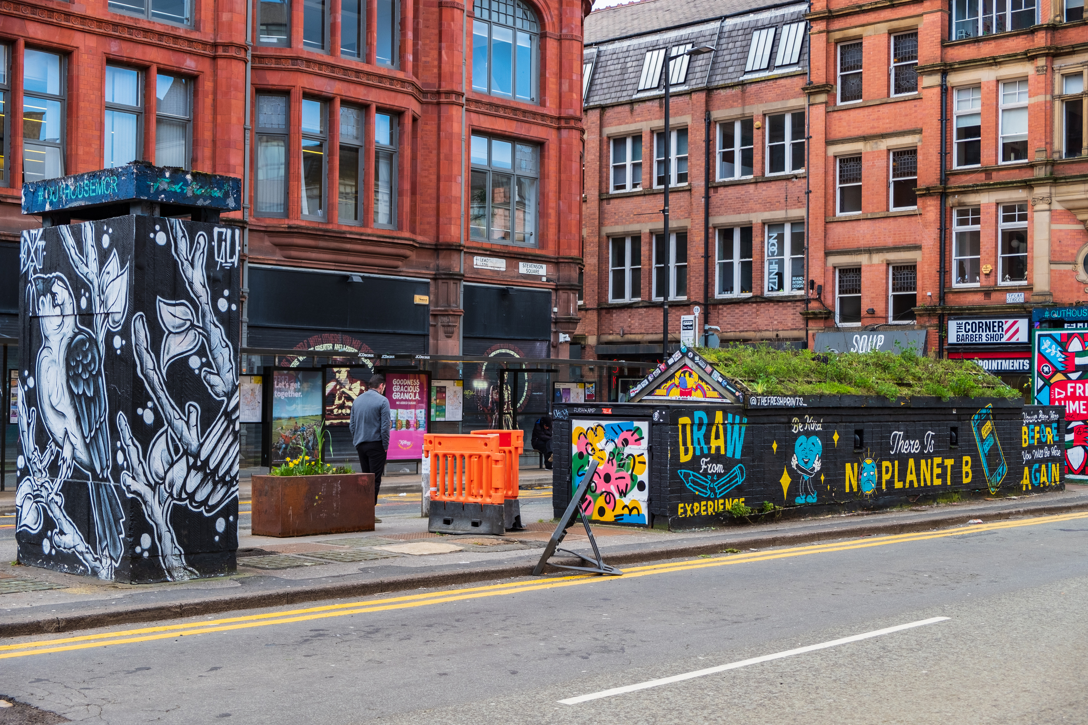 Street art and independent shops in Manchester Northern Quarter