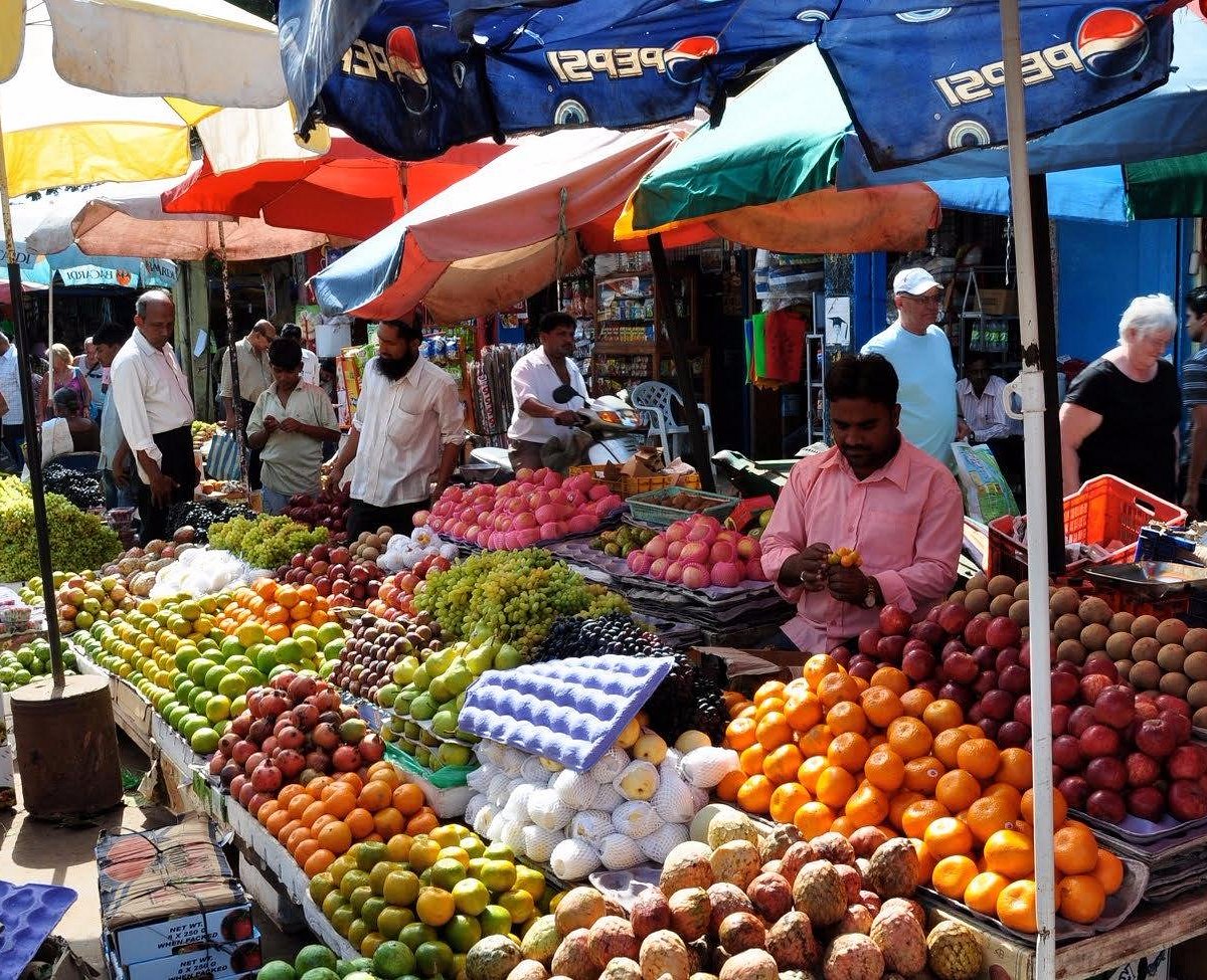 Market street and local shopping scene in Mapusa Goa