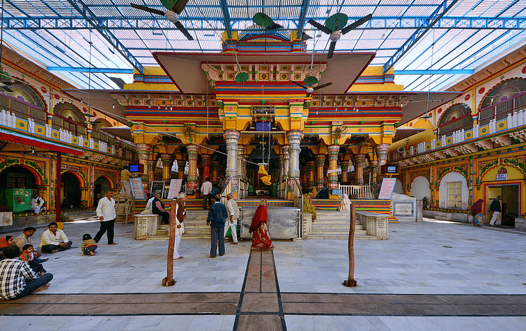 Devotees inside Dwarkadhish Temple area in Mathura