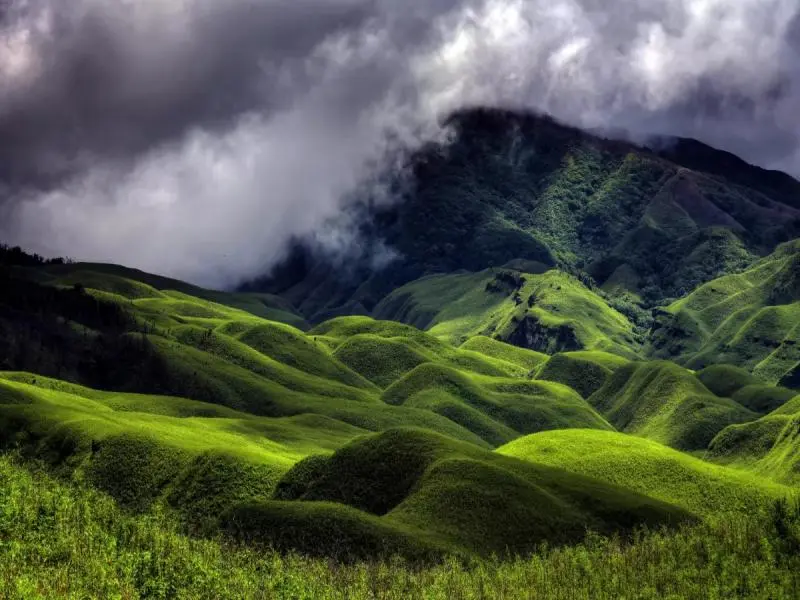 Cloudy monsoon view from Dzukou Valley trail