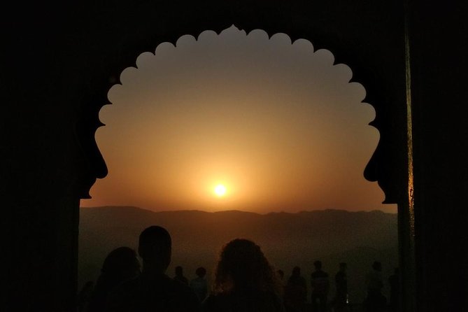 Sajjangarh Monsoon Palace at sunset overlooking Udaipur city