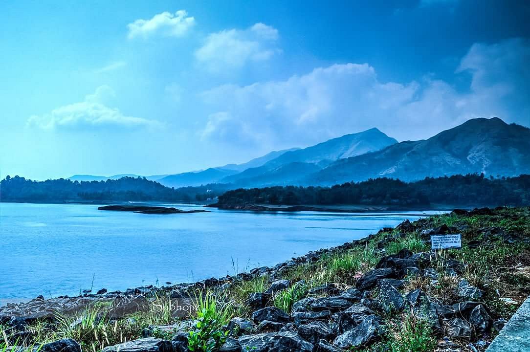 Panoramic reservoir view at Banasura Sagar Dam Wayanad