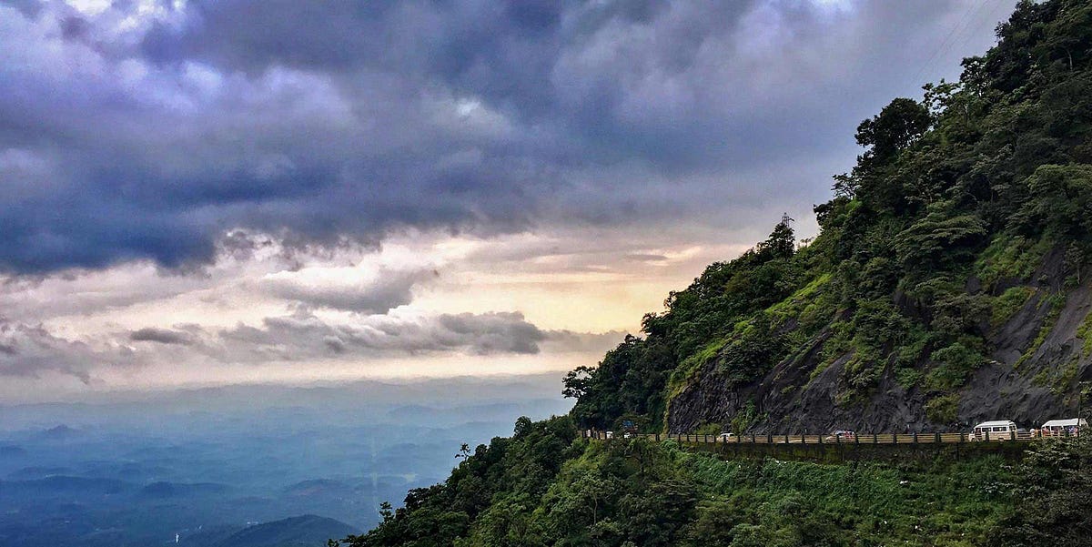 Green hills and valleys landscape in Wayanad Kerala