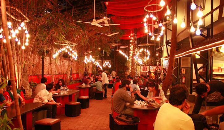 Open-air Prithvi Cafe inside theatre premises