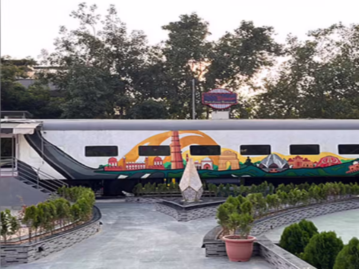 Menu and ambience at railway coach restaurant Delhi