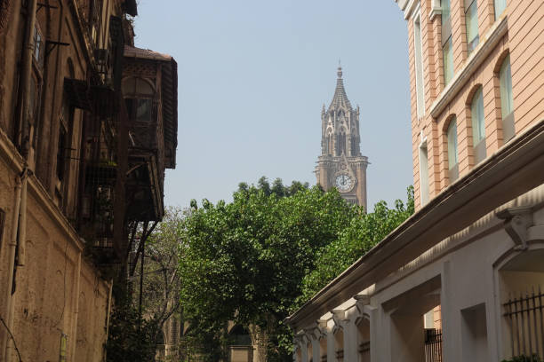 Street-level view of Rajabai Clock Tower precinct in Mumbai