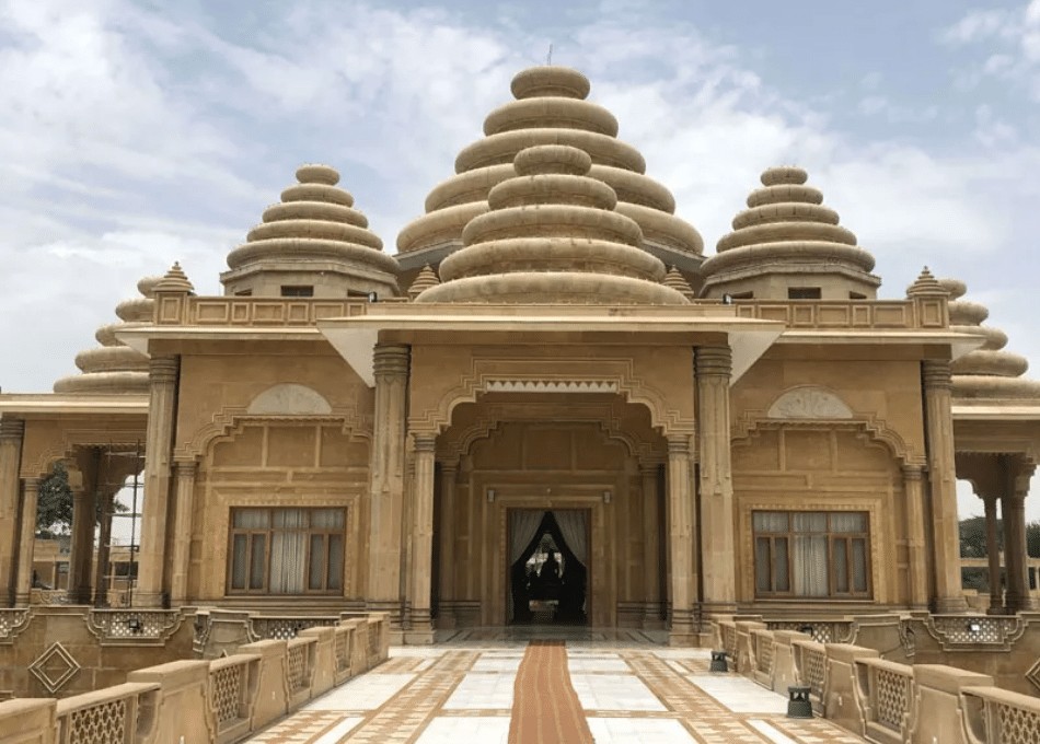 Traditional temple architecture at Ram Tirath