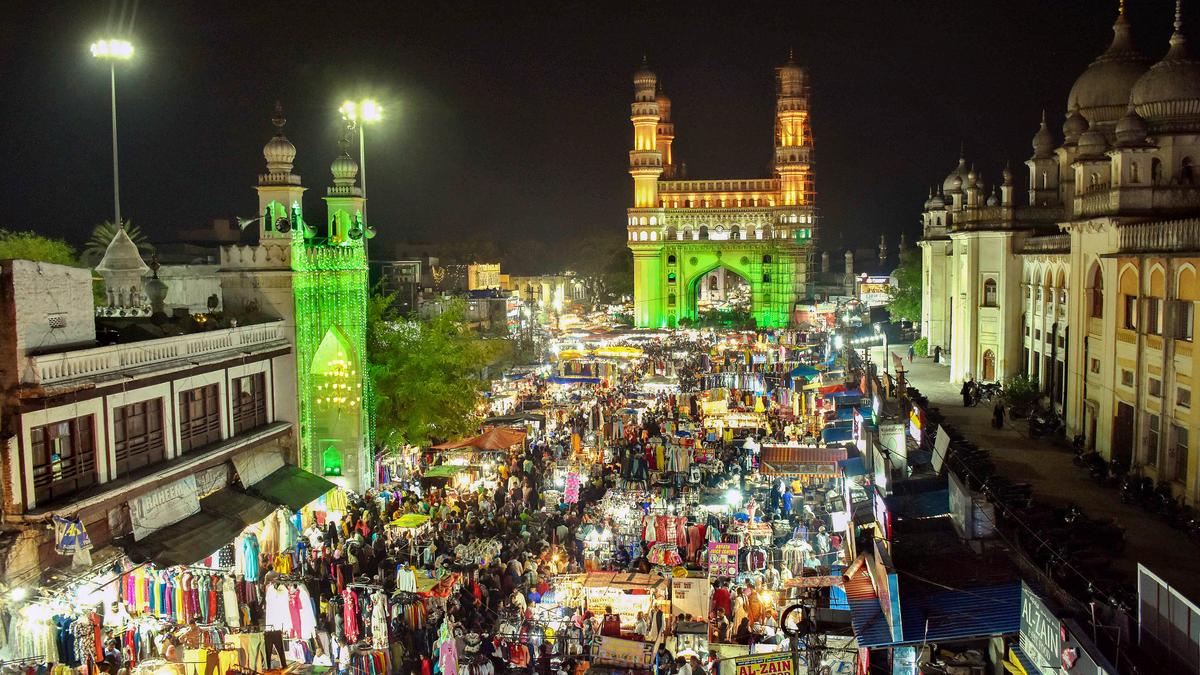Charminar illuminated during Ramadan in Hyderabad