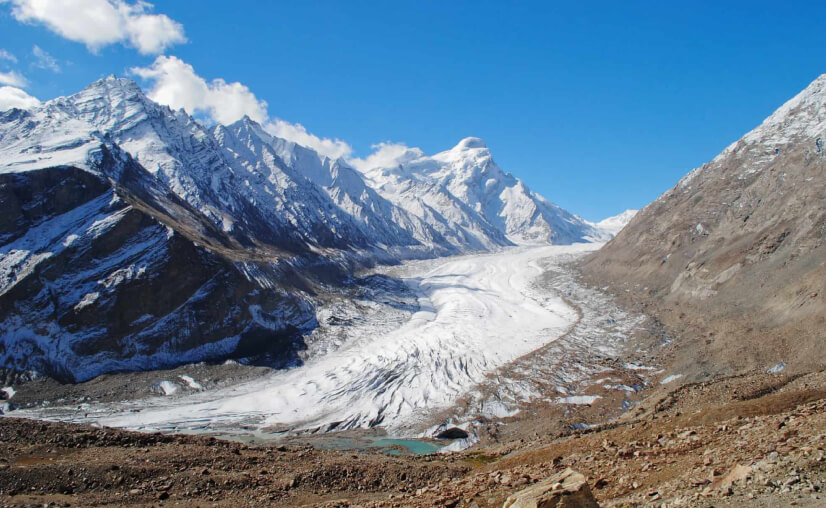 Drang-Drung Glacier visible en route to Rangdum Monastery