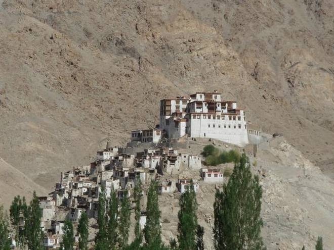 Rangdum Monastery overview showing the isolated structure surrounded by mountains