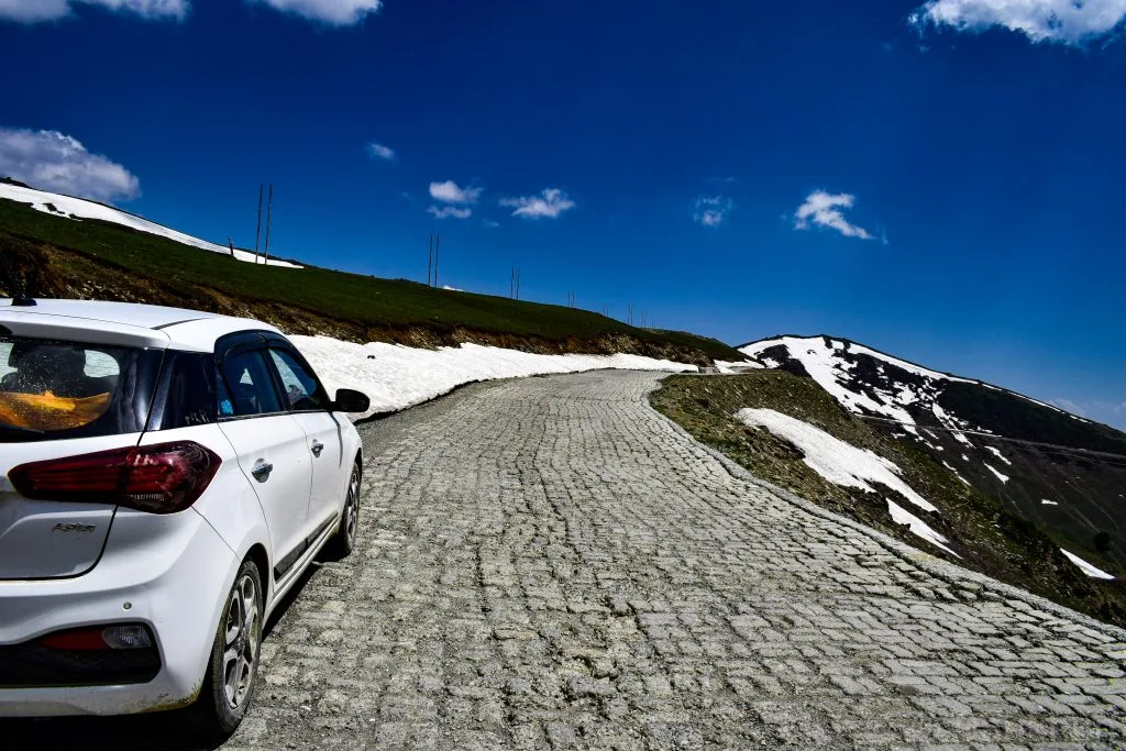 Winding mountain road through Razdan Pass
