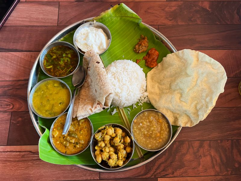 Local Karnataka meal served in Hampi restaurant