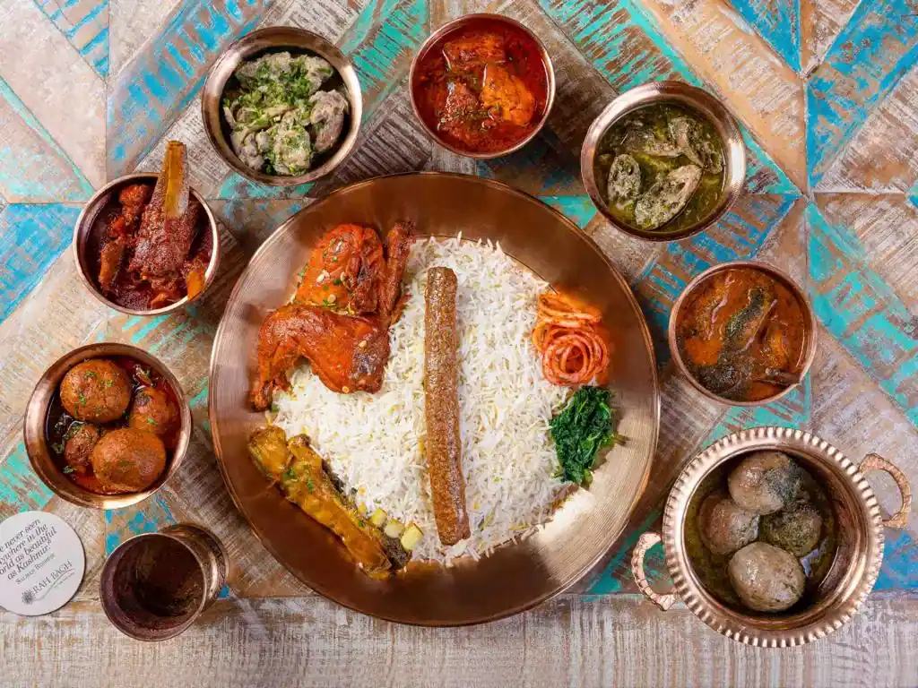 Traditional Wazwan feast being served in Kashmir