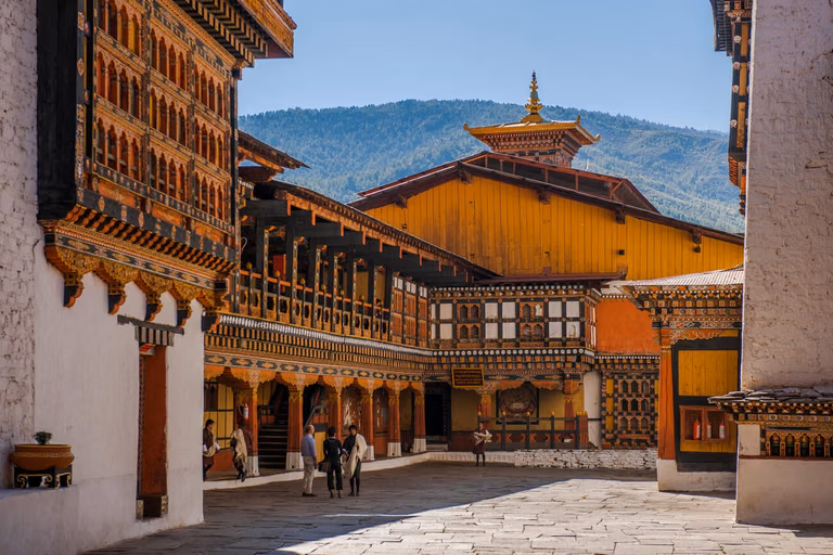 Inner courtyard with traditional Bhutanese architecture