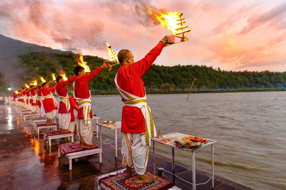 Evening Ganga Aarti at Triveni Ghat Rishikesh