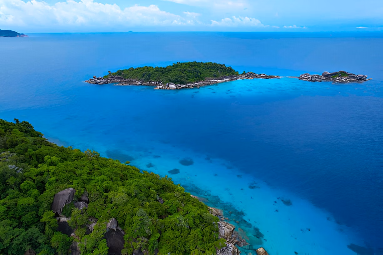 Shoreline and clear waters at Rutland Island in Andaman
