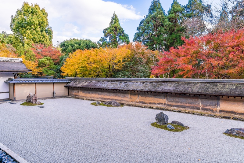 Detailed view of rock arrangement at Ryoan-ji Temple