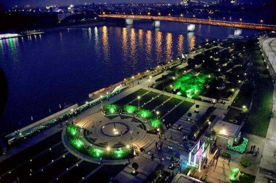 Sabarmati Riverfront illuminated at night
