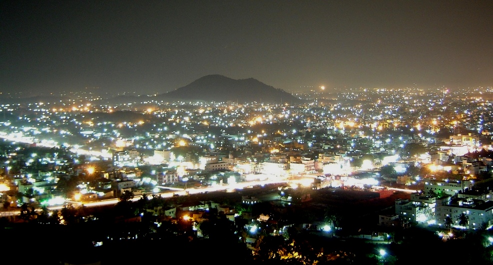 Salem city skyline and surrounding hill landscape in Tamil Nadu