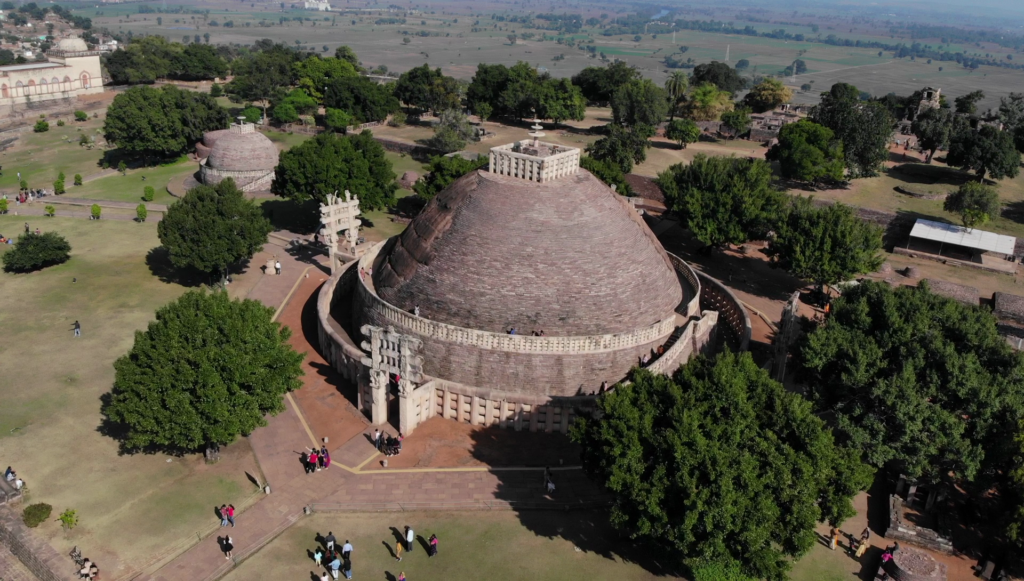 Hilltop landscape view around Sanchi Buddhist monuments