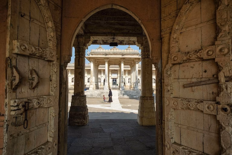 Stone arcades and domed architecture at Sarkhej Roza