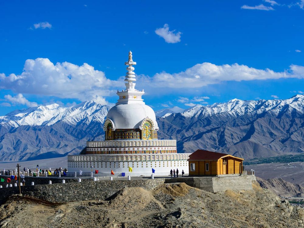 Shanti Stupa white dome overlooking Leh Ladakh