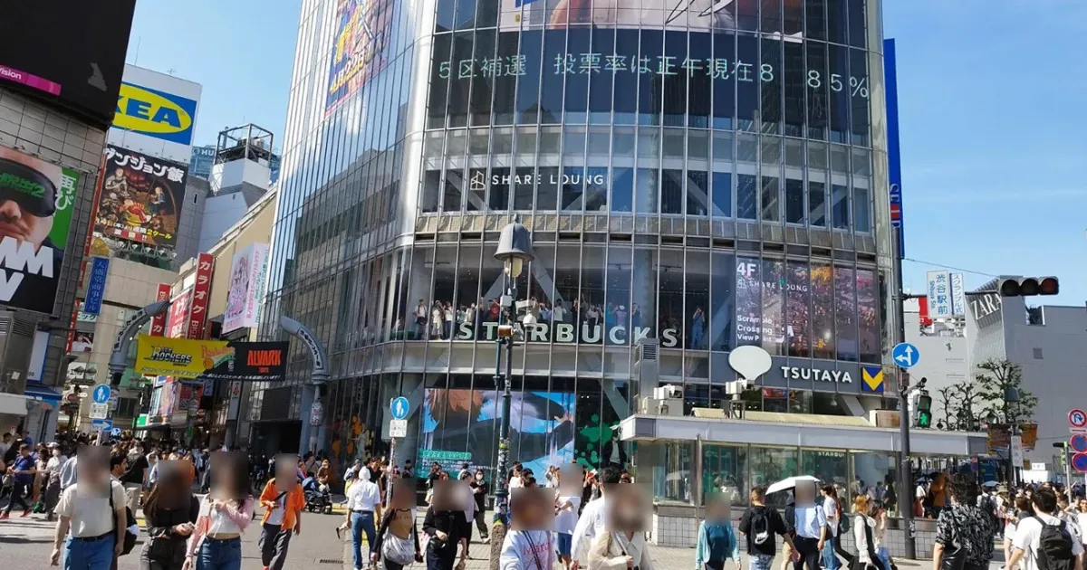 View of Shibuya Crossing from Starbucks Tsutaya