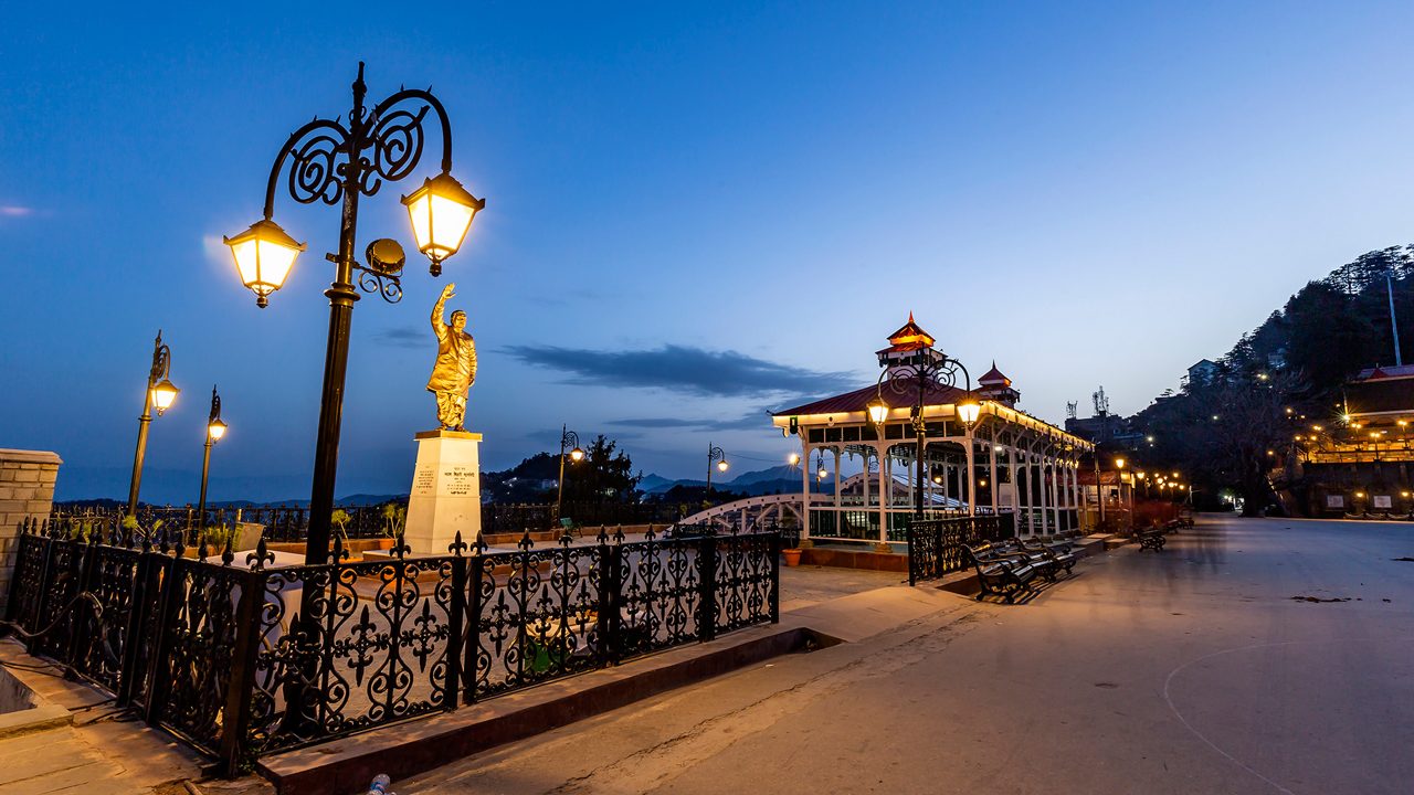 Evening crowd and lights at Mall Road Shimla