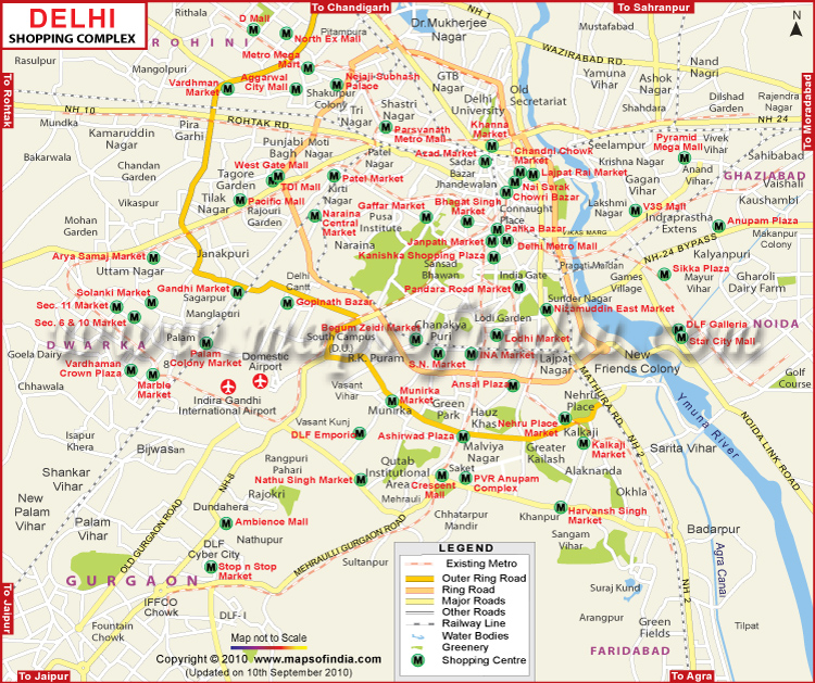 One day and two day shopping route plan across major Delhi market clusters