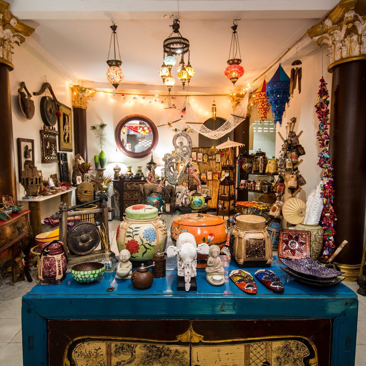 Variety of Thai souvenirs at Krabi market