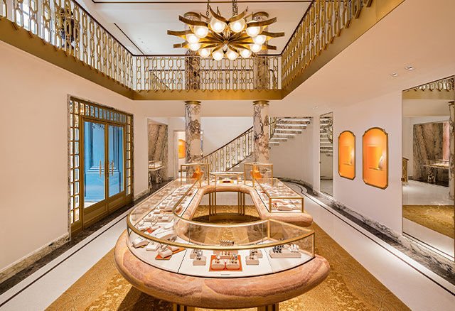 Bulgari jewelry boutique in Monaco with luxury watches and jewelry displays