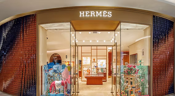 Luxury Hermès boutique storefront in Monaco with elegant display
